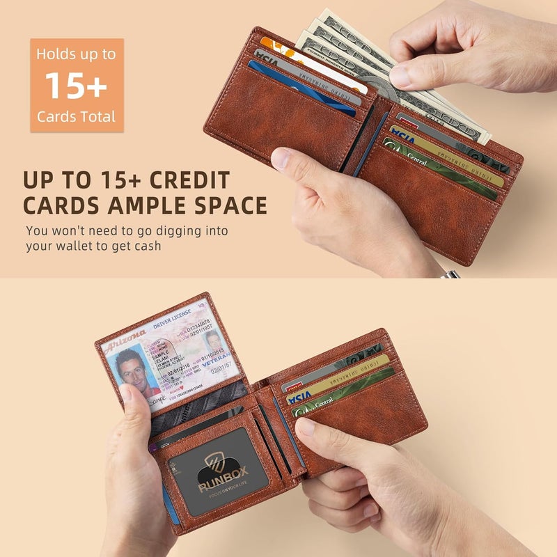 RUNBOX Wallet for Men Slim Rfid Leather 2 ID Window With Gift Box | Slim, Rfid, 2 ID Window, With Gift Box, Slim, Rfid - Image 5